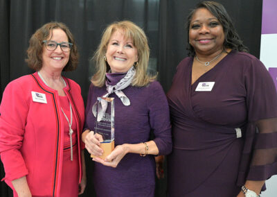 Mary O’Doherty (ODVN Executive Director), Bridget Mahoney (Award Recipient), and Donya Buchanan (ODVN Board of Director Chair)